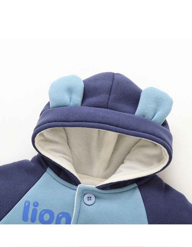 Baby Plus Fleece Hooded Jacket Autumn And Winter Clothes
