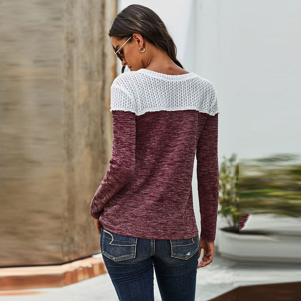 Women Winter Round Neck Long Sleeved Shirt